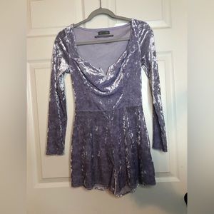 Lavender Velvet feel long sleeve Romper - Urban Outfitters | Size Medium